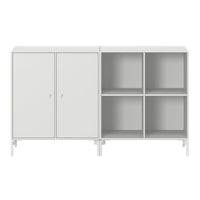 Modern white cabinet with a sleek design featuring smooth surfaces and simple lines, perfect for any decor style.