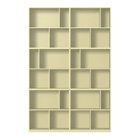 Light yellow shelving unit with multiple grid-patterned compartments for versatile storage solutions.