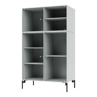 Light gray storage cabinet with vertical ribbed pattern and black metal legs. Modern design, perfect for any space.