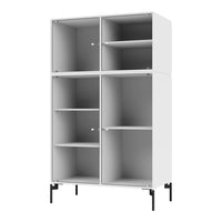 White cabinet with ribbed doors and black metal legs, featuring minimalist design and modern patterns for versatile decor.
