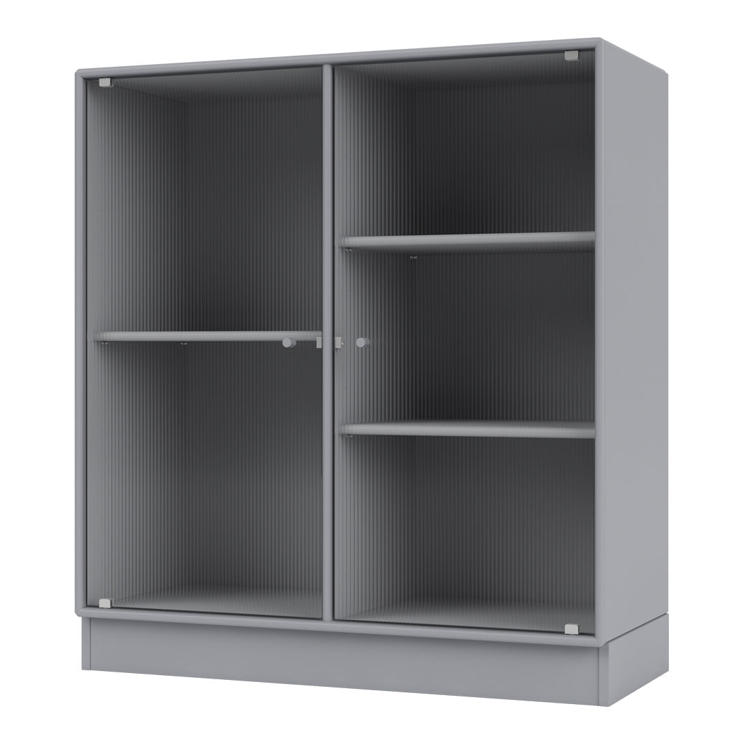 Gray cabinet with a textured, ribbed pattern and smooth finish; versatile and modern design.