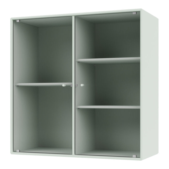 Light green shelving unit with ribbed texture and smooth finish, ideal for stylish storage solutions.