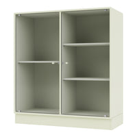 Light green cupboard with vertical ribbed pattern and sleek design, featuring four shelves. Perfect for modern interiors.