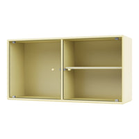 Yellow ribbed shelf unit with two sliding doors and a minimalist design, enhancing any modern space.