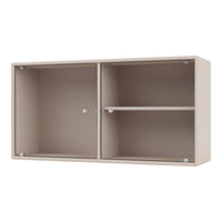 Beige storage cabinet with a ribbed pattern and sleek design, featuring light-colored accents and clear hardware.