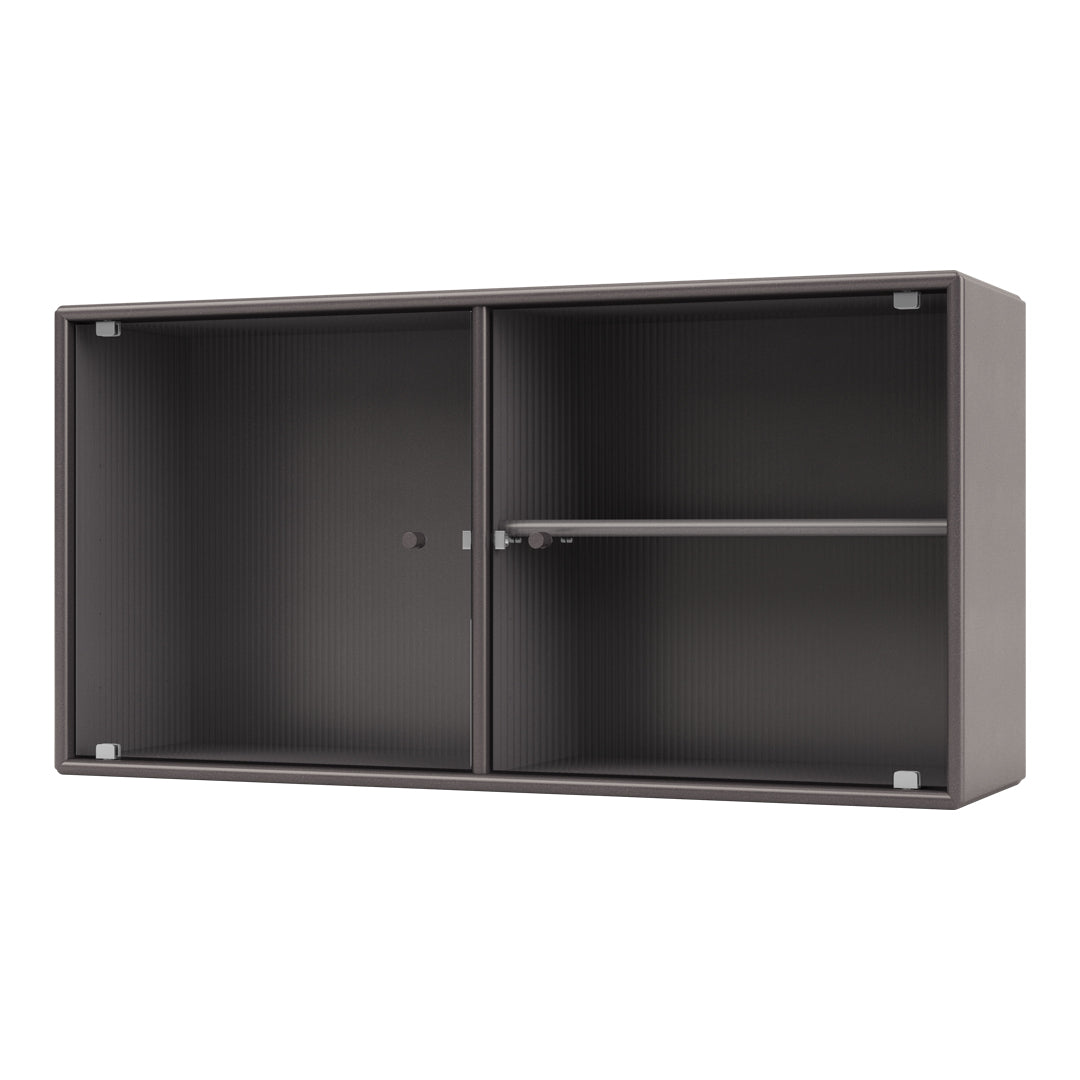 Sleek dark gray cabinet with a subtle ribbed texture and minimalist design, perfect for modern interiors.
