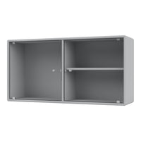 Gray storage cabinet with ribbed texture, featuring a sleek modern design and subtle shadows.