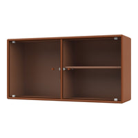 Brown ribbed storage cabinet with a smooth finish and contrasting silver knobs. Ideal for modern interiors.
