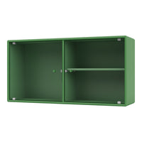 Green cabinet with a ribbed texture, featuring a glossy finish and contrasting matte accents.