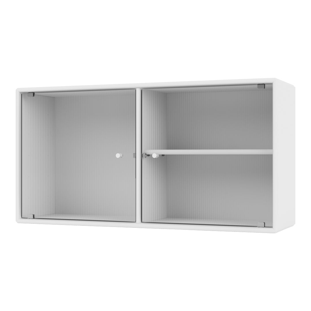 White cabinet with subtle ribbed texture, featuring a clean and modern design for any decor style.