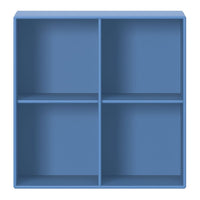 Blue four-section storage shelf with a smooth matte finish, perfect for organizing your space.