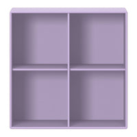 Purple four-compartment storage shelf with a smooth finish and clean lines. Ideal for modern decor.