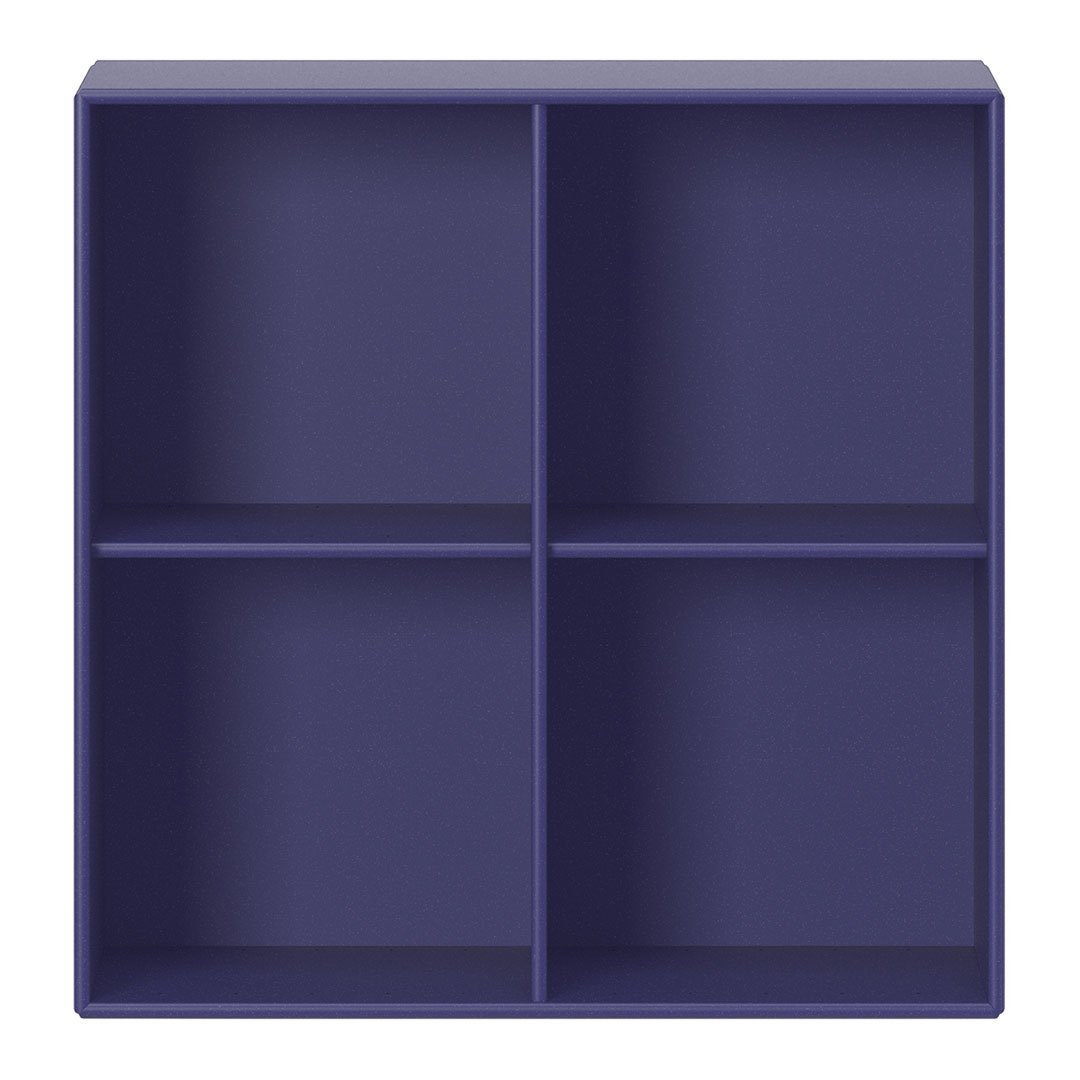 Purple four-compartment storage shelf with a smooth finish and modern design. Ideal for organizing items stylishly.