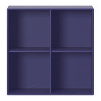 Purple four-compartment storage shelf with a smooth finish and modern design. Ideal for organizing items stylishly.