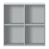 Light gray display shelf with a minimalist design and four open compartments. Perfect for modern decor.