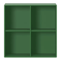 Green four-cube shelf with a smooth matte finish and modern design, perfect for stylish organizing.