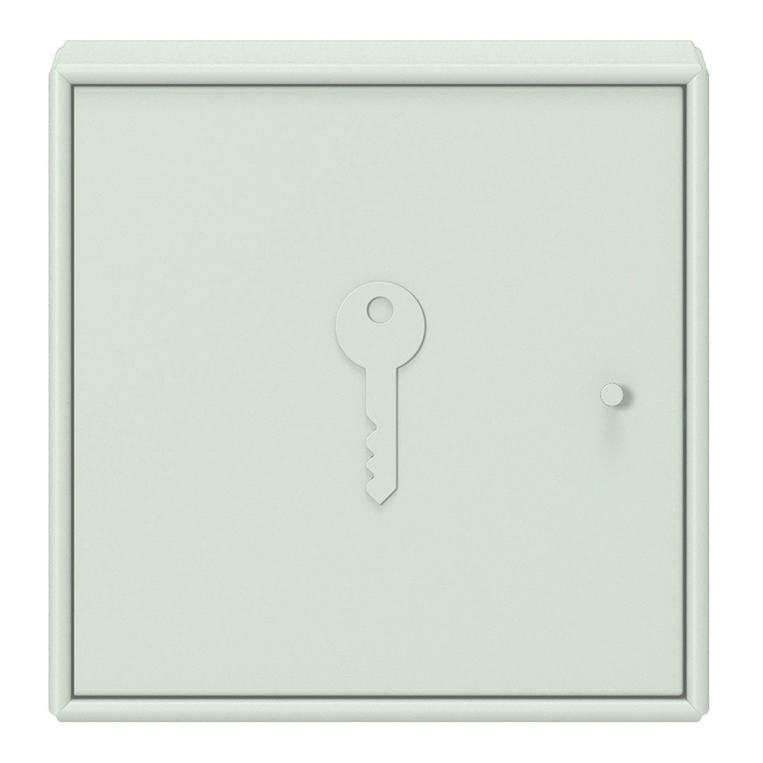 Gray key box with a minimalistic design, featuring a subtle key shape and smooth, matte finish.