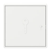 White key box with a minimalist design, featuring a subtle key cutout and a smooth finish. Perfect for modern spaces.