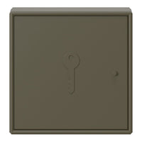Dark olive green wall-mounted key storage box with a simple keyhole design. Matte finish, no visible patterns.