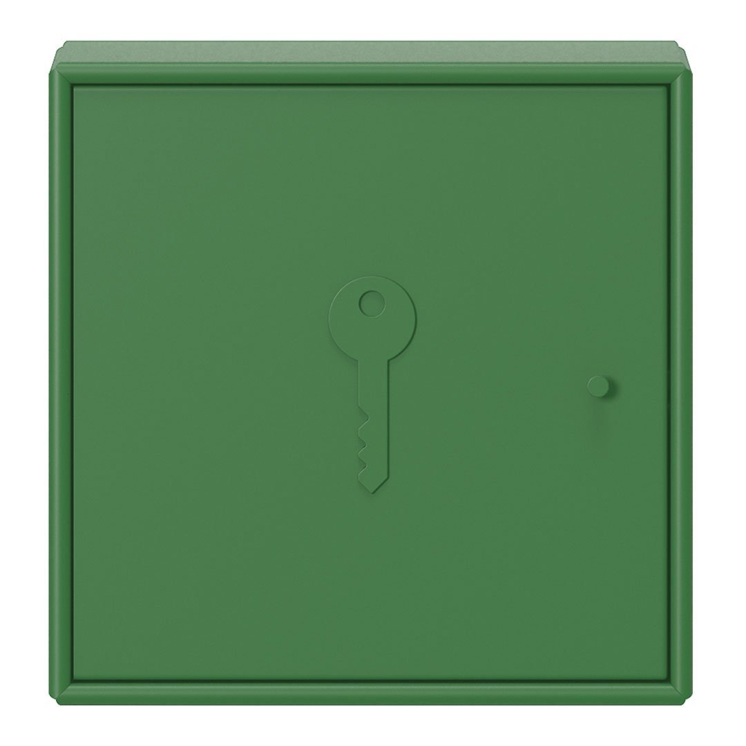 Green key storage box with a smooth matte finish and subtle key icon detail. Perfect for secure storage solutions.