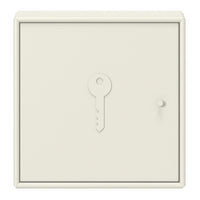 Beige key storage box with a smooth, matte finish and a minimalist keyhole design.