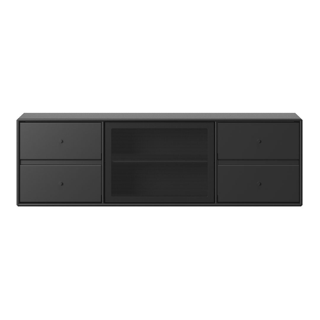 SJ12 Classic TV Module - 1 Perforated Door, 4 Lacquered Drawers