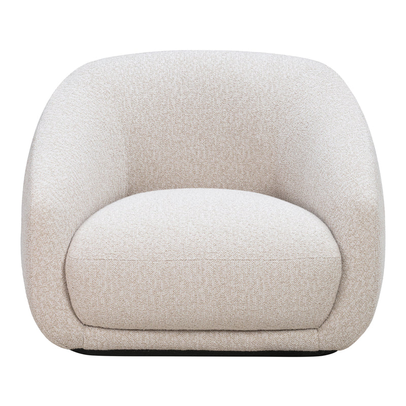 Soft cream armchair with a subtle textured pattern, perfect for modern living spaces.