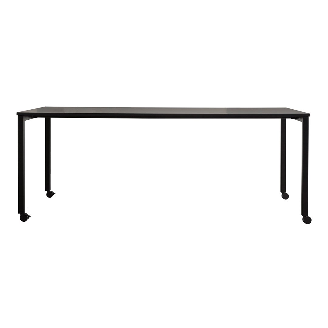 Sleek black metal frame with a minimalist glass top for a modern, stylish look. Perfect for any contemporary space.