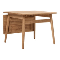 Light oak wood table with a smooth, natural finish and clean lines. Minimalist design with no visible patterns.