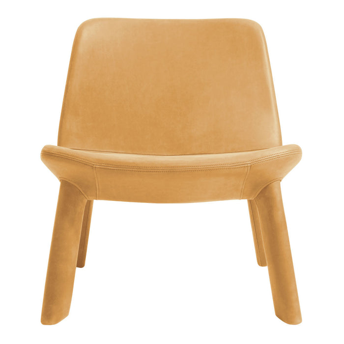 Stylish mustard yellow chair with a smooth, contemporary design and minimalist lines. Perfect for modern interiors.
