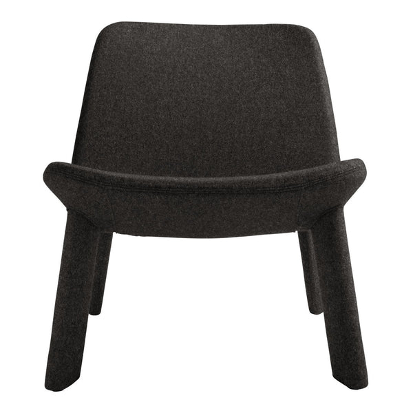 "Solid black upholstered chair with a minimalistic design and textured finish."