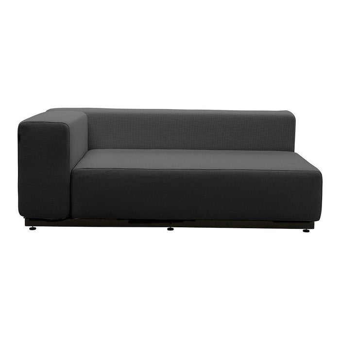 Modern black modular sofa with clean lines and a minimalist design, perfect for contemporary spaces.