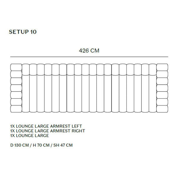 "White lounge furniture layout with contrasting armrests; features a sleek and modern design."