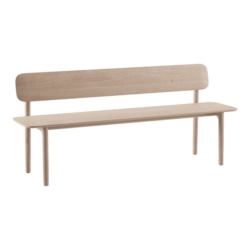 Light oak bench with a smooth, minimalist design featuring a natural wood grain pattern.