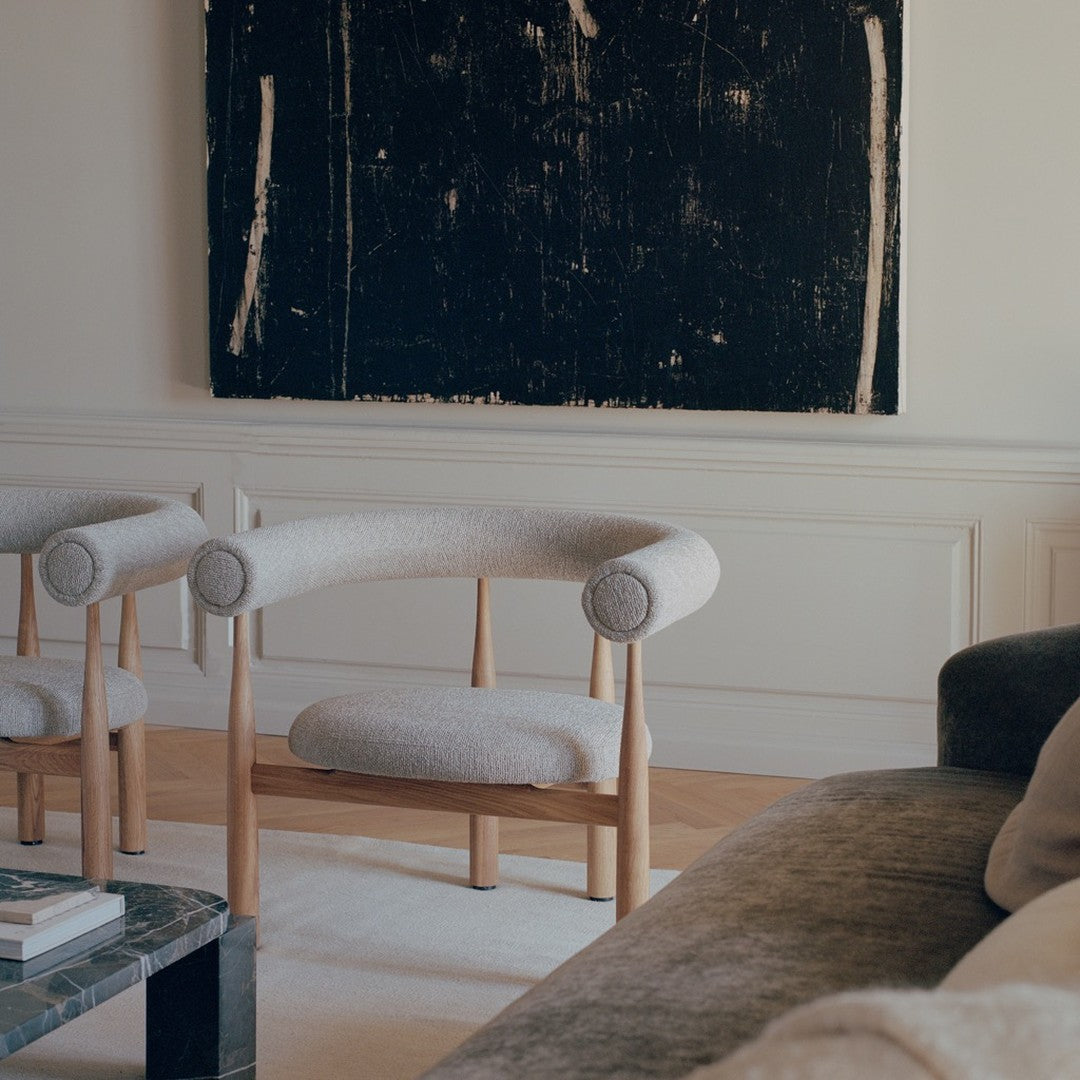 Modern living room with abstract painting on the wall