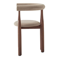 Chair with beige cushioned seat and backrest on a white background