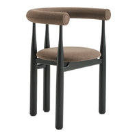 Chair with brown cushioned seat and backrest on a white background