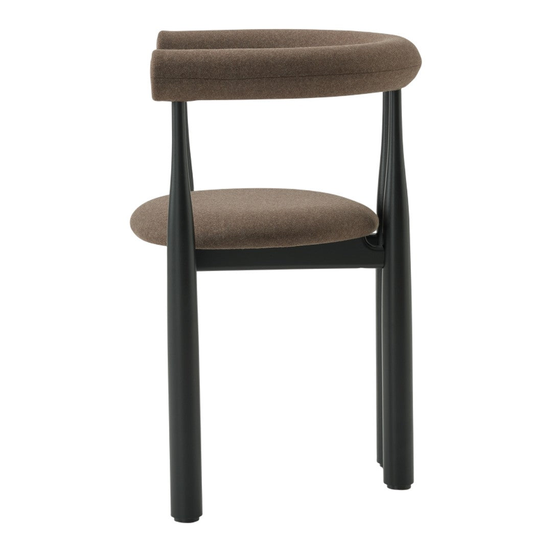 Chair with brown cushioned seat and backrest on a white background