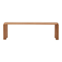Natural oak wood bench with a smooth finish and minimalist design, showcasing a warm beige hue.