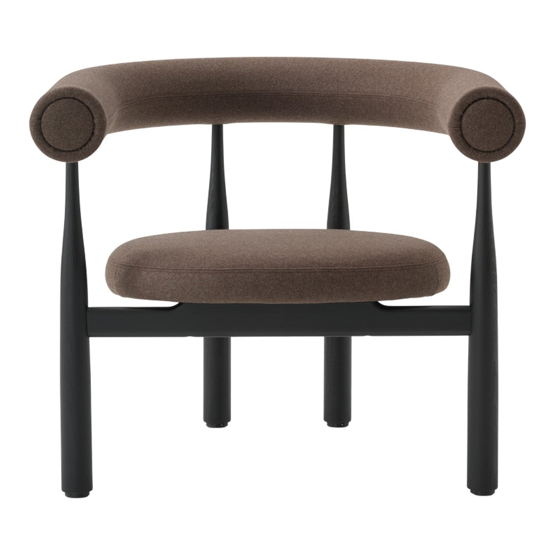 Brown armchair with black legs on a white background