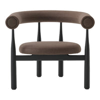 Brown armchair with black legs on a white background