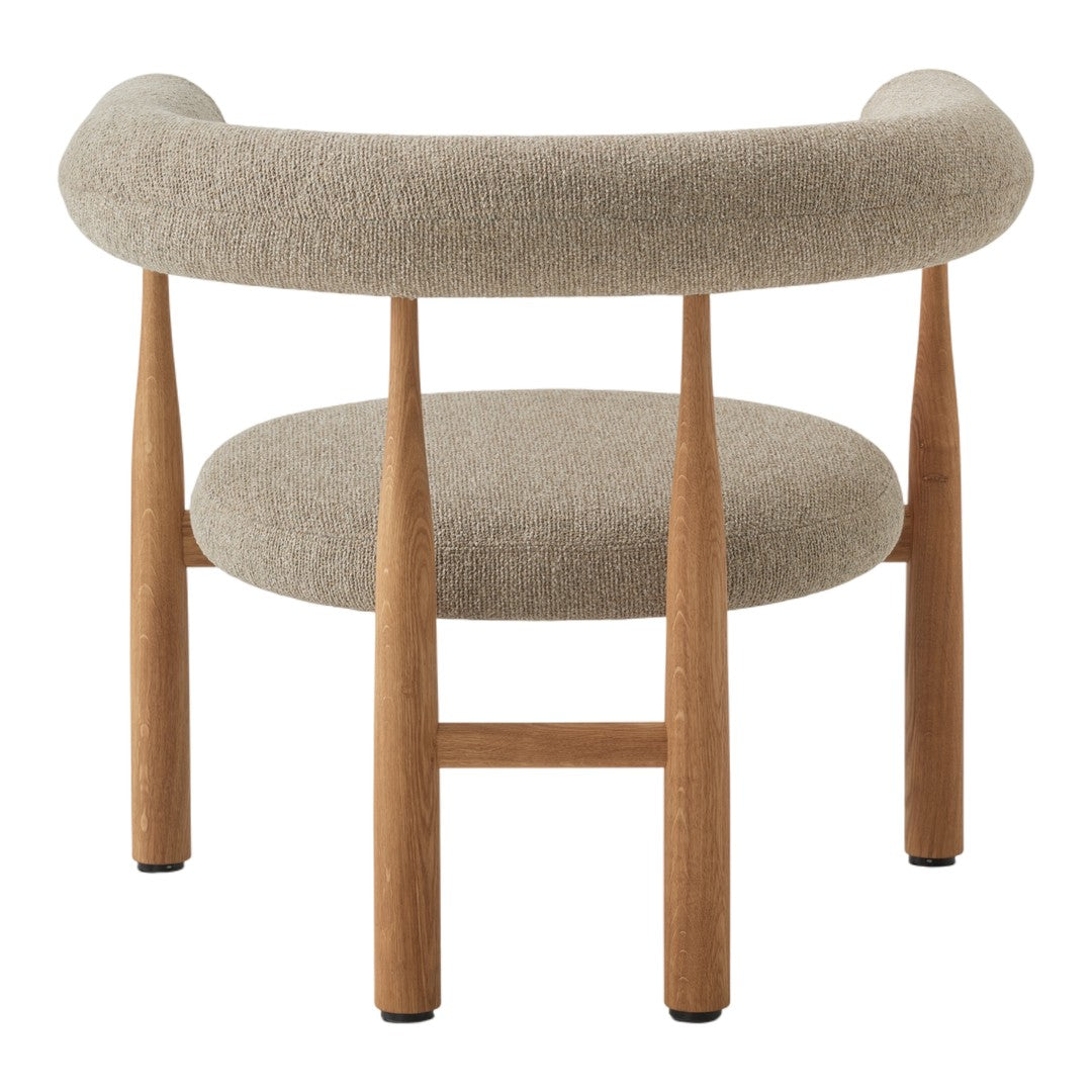 Chair with beige cushioned seat and backrest on a white background