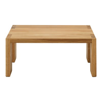 Natural wood coffee table with light oak finish and simple, modern design. Perfect for minimalist decor.