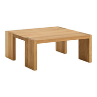 Natural oak square coffee table with a smooth, light wood finish and clean lines, perfect for modern decor.