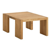 Natural light oak square coffee table with a smooth, minimalist finish and simple grain pattern. Ideal for modern decor.