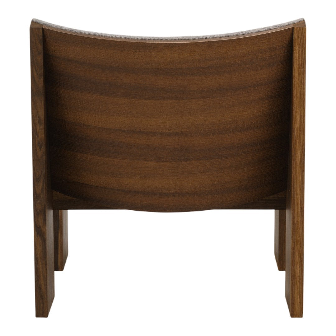 Dark walnut wood with a rich grain pattern, featuring smooth curves and a sleek finish. Perfect for modern decor.