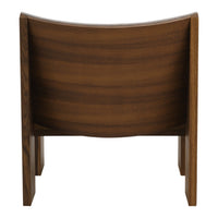 Dark walnut wood with a rich grain pattern, featuring smooth curves and a sleek finish. Perfect for modern decor.