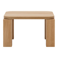 Light oak rectangular table with smooth surface and minimalist design, showcasing natural wood grain pattern.