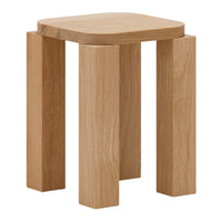 Light oak wood stool with a natural finish and smooth edges, showcasing a simple, modern design.