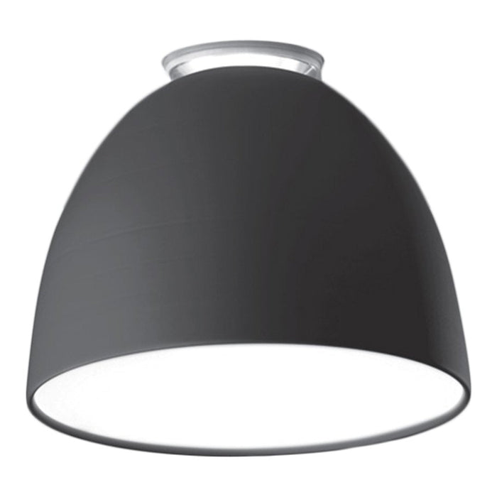 Modern black dome pendant lamp with a smooth matte finish and white interior for bright illumination.